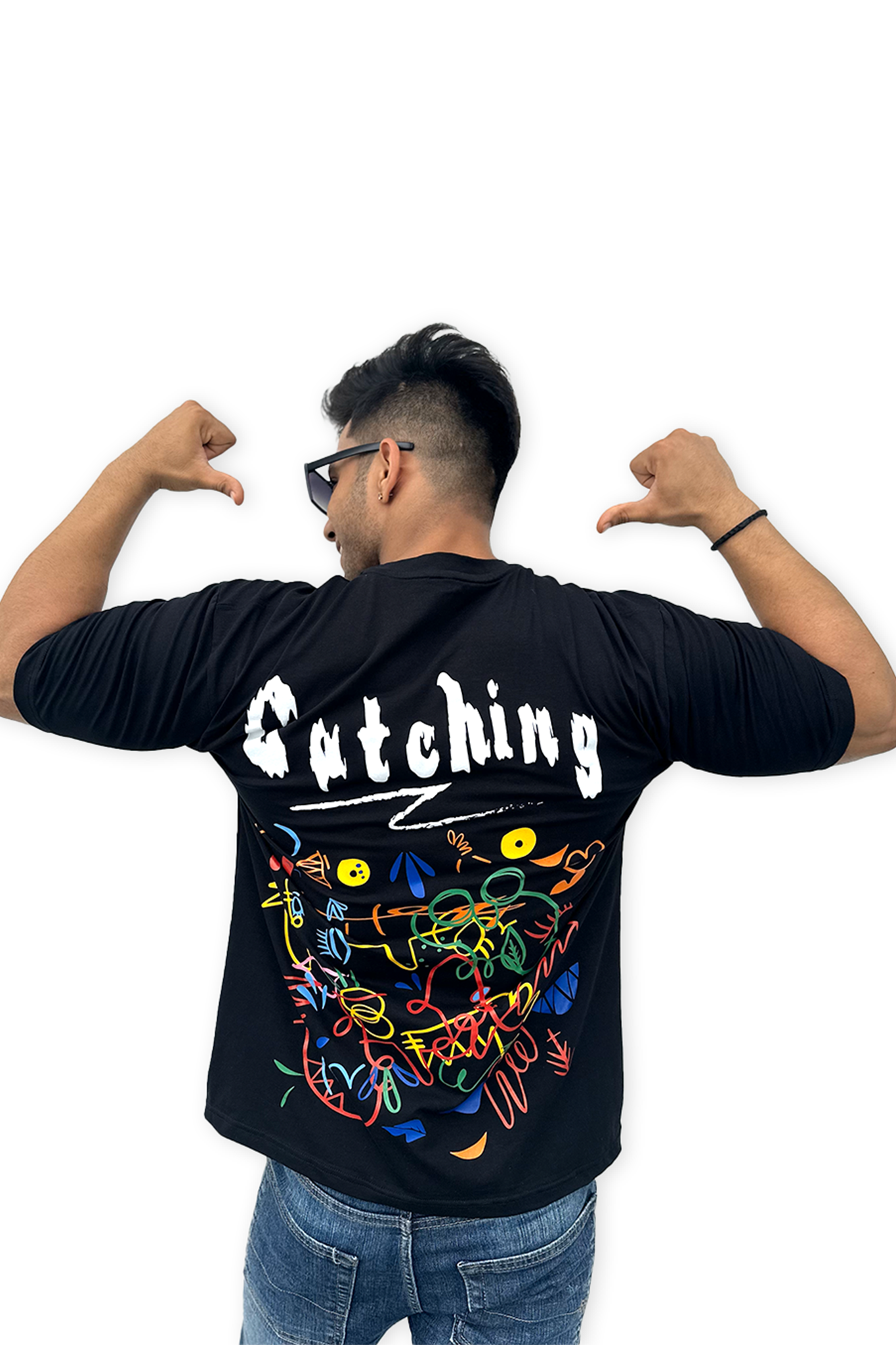 (UNISEX) CATCHING BLACK T-SHIRT