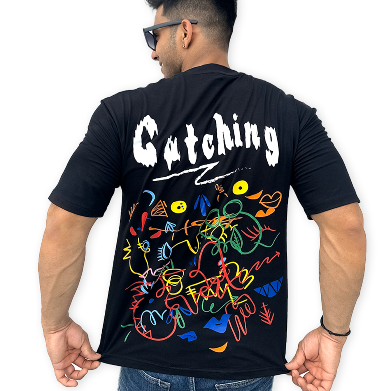 (UNISEX) CATCHING BLACK T-SHIRT