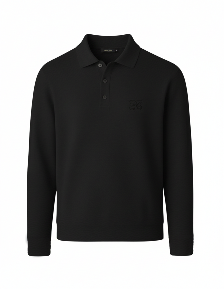 Essential Black Long Sleeve Polo