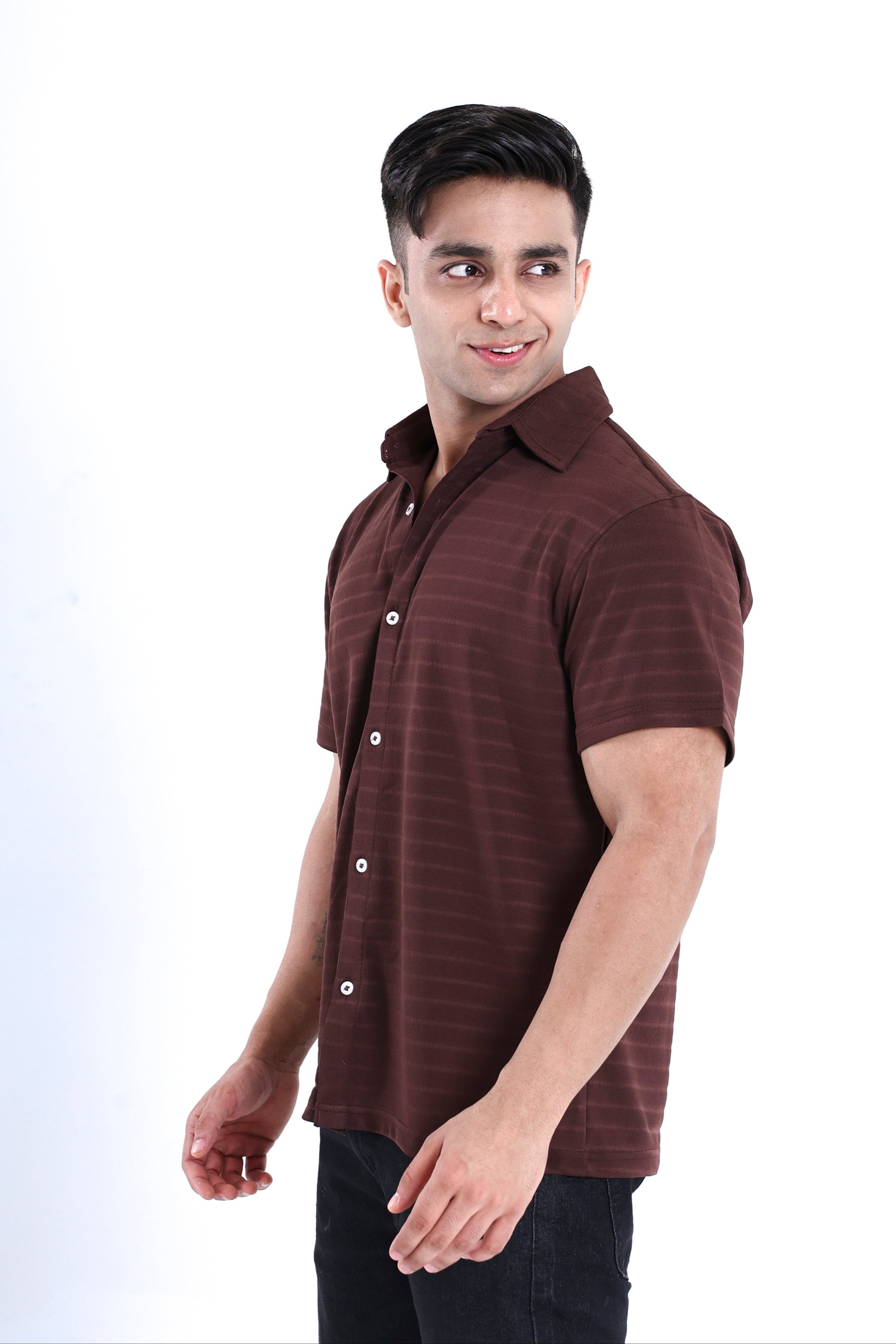 Brown Striped Regular Shirt
