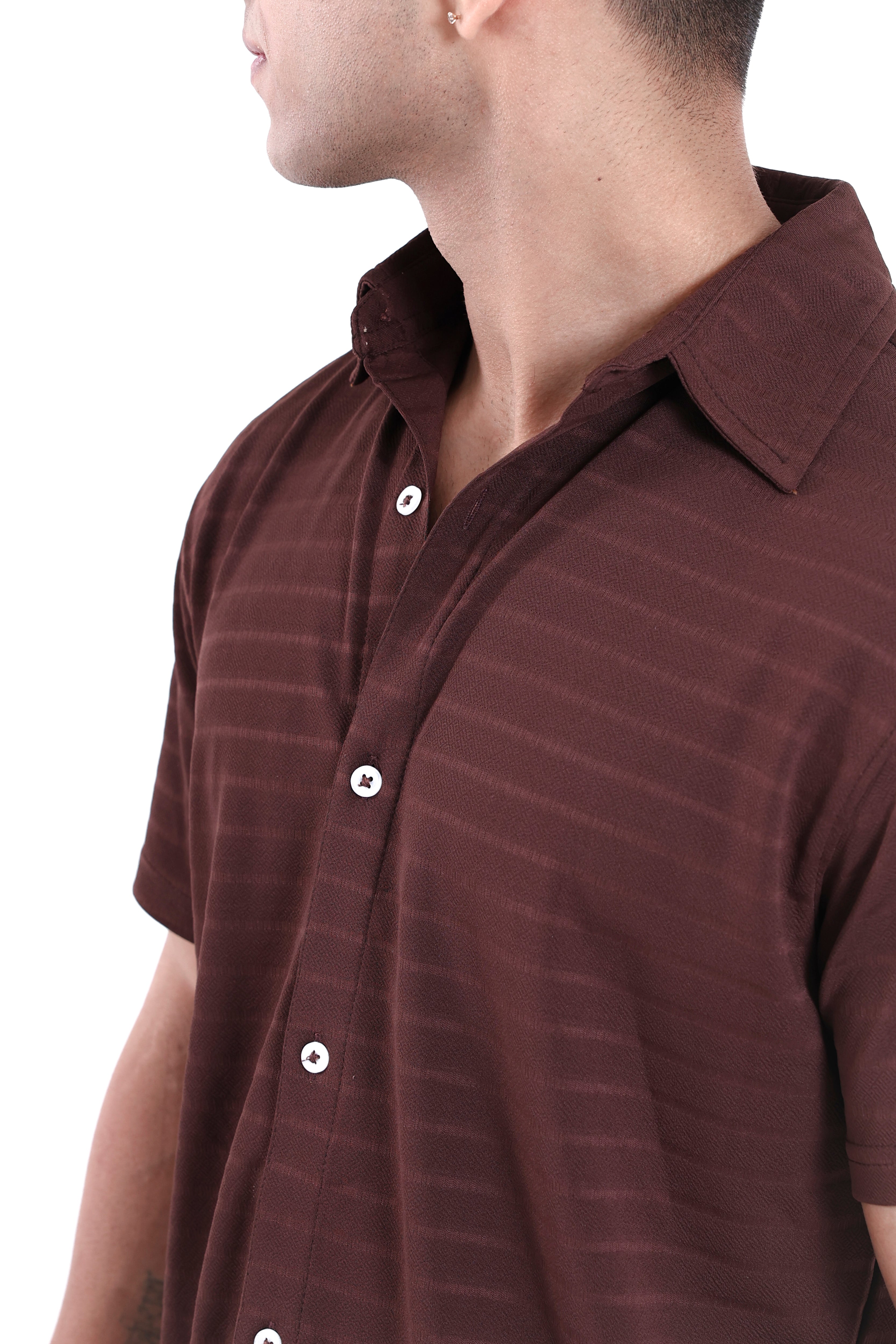 Image of Brown Striped Regular Shirt