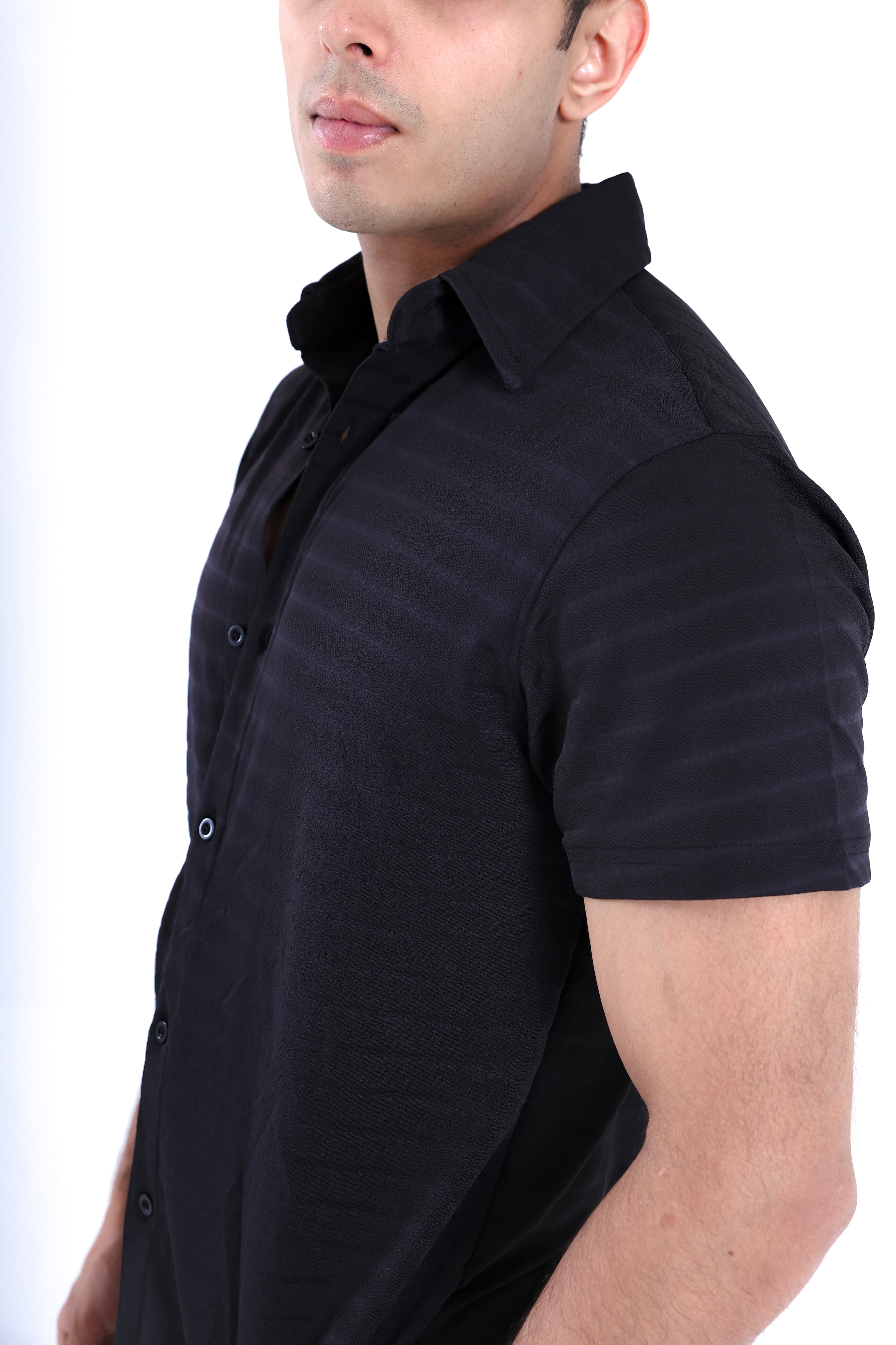 Image of Black Striped Regular Shirt