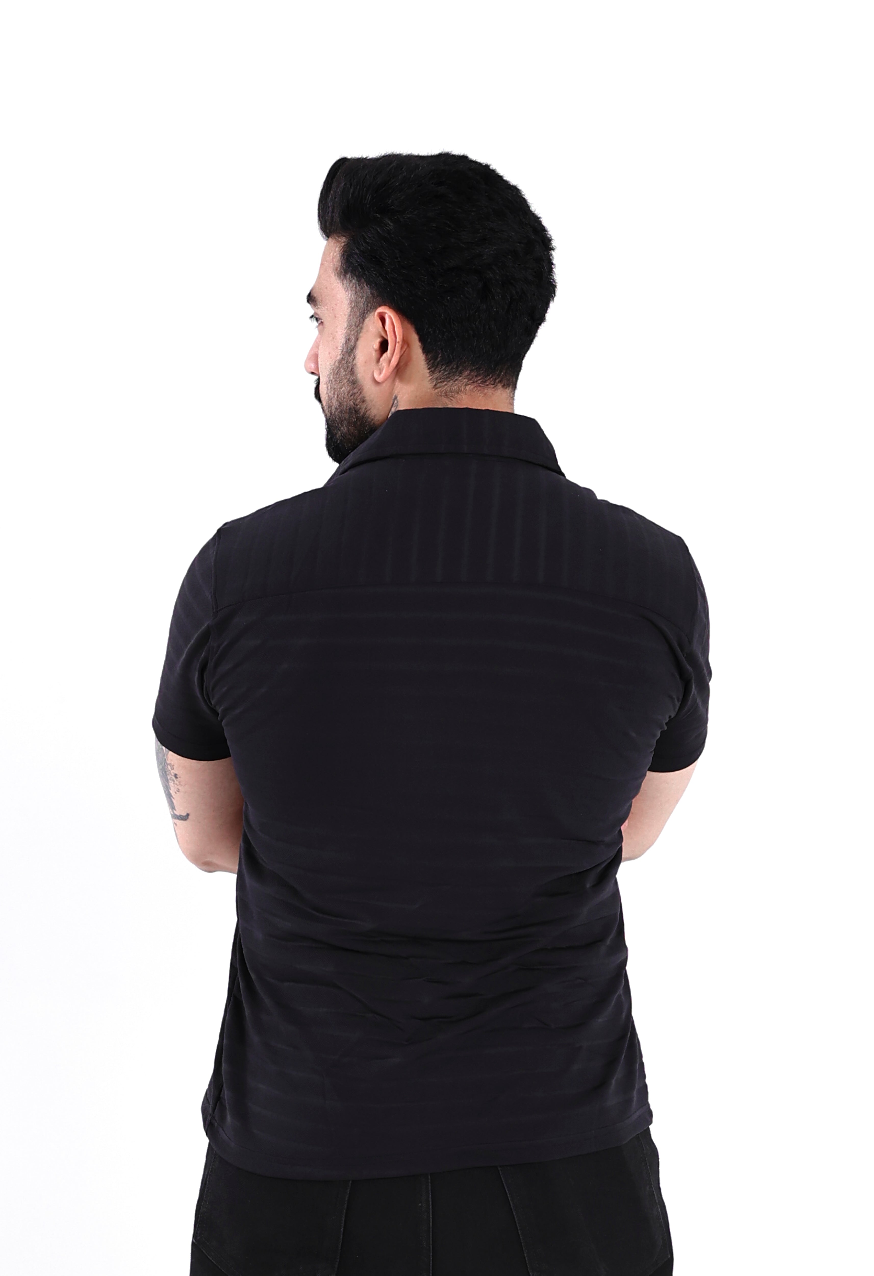 Image of Black Striped Regular Shirt