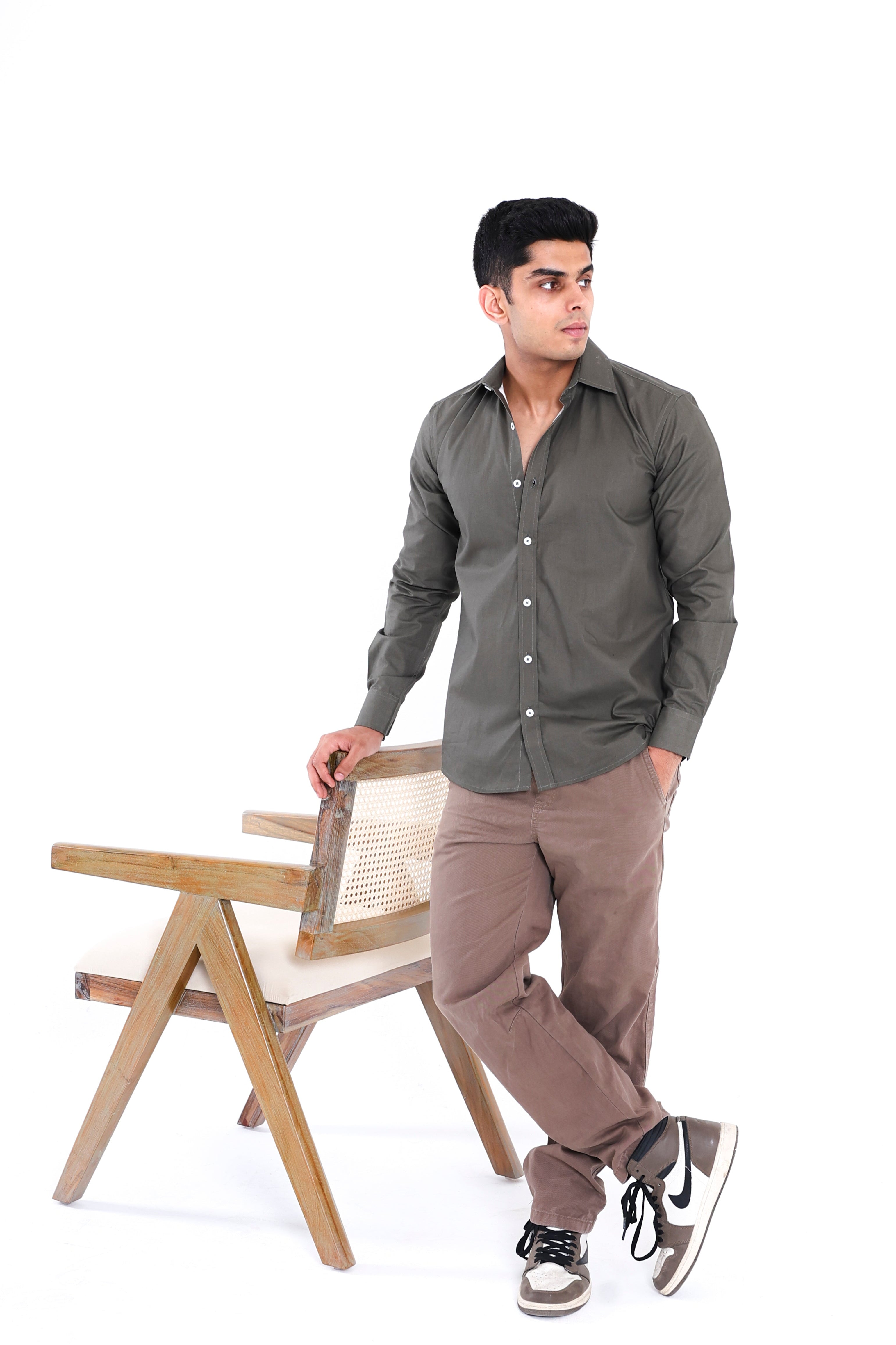 Image of British Olive Regular Shirt