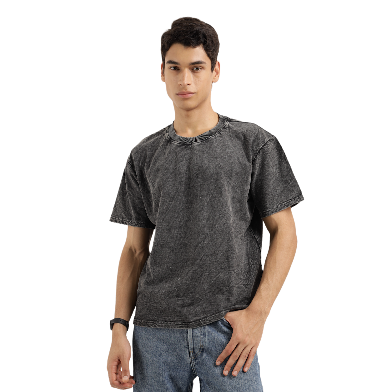Acid Wash Black Oversized T-Shirt