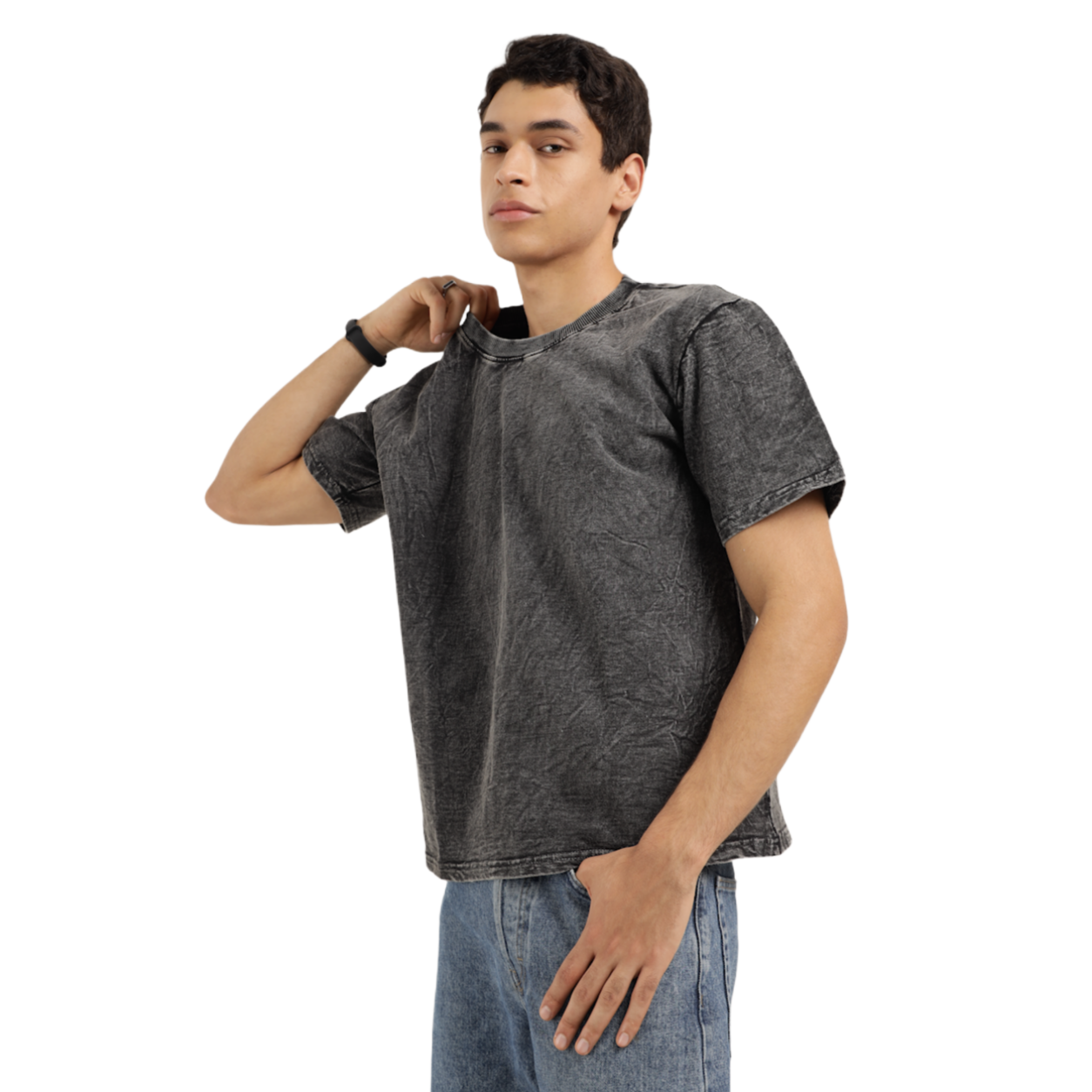 Image of Acid Wash Black Oversized T-Shirt