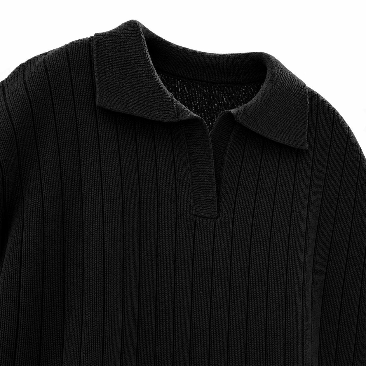 Image of Old Money Knitted Black Polo