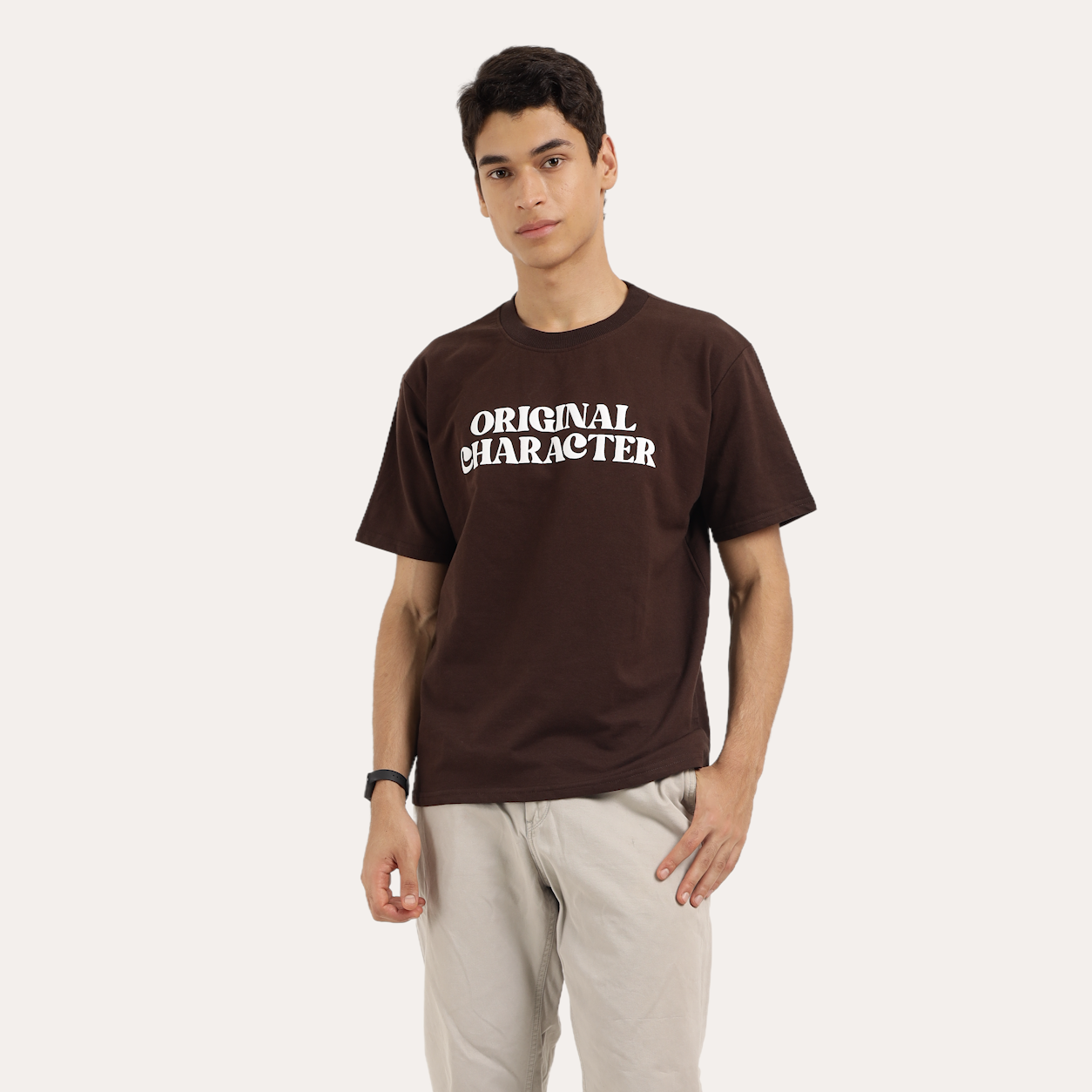 Original Character Brown Oversized T-Shirt